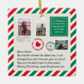 母の手書き手紙の写真コラージクリスマス セラミックオーナメント (正面)
