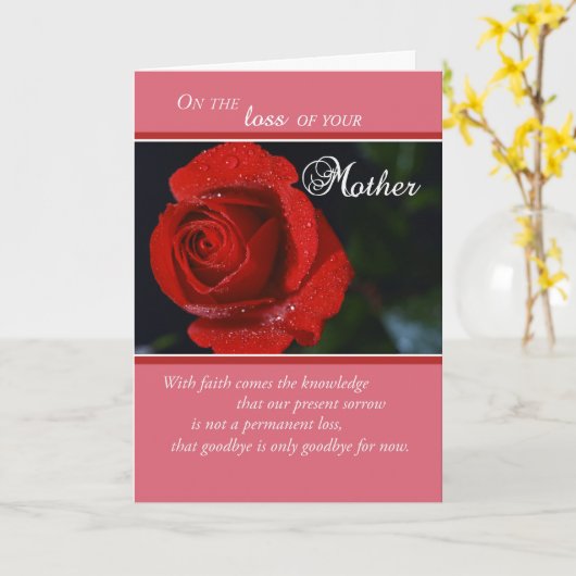 母の損失,悔やみや弔慰レッドローズ,宗教 カード (黄色い花)