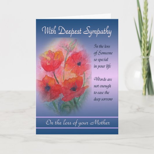 母の損失 – 最も深い悔やみや弔慰 カード (正面)