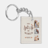 母の日あなたが私の世界の写真コラージュを照らす キーホルダー (正面左)