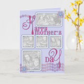 母の日あなたの写真を追加デイジーチェーンピンク カード (黄色い花)