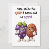 母の日あなたは私はブドウを得たレーズン サンキューカード (正面)