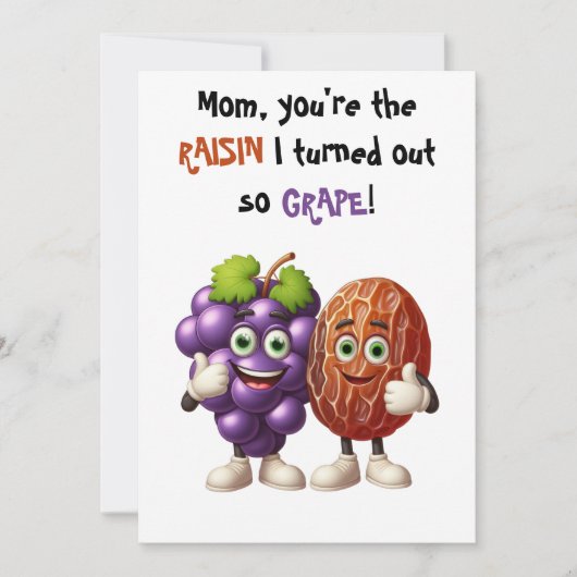 母の日あなたは私はブドウを得たレーズン サンキューカード (正面)