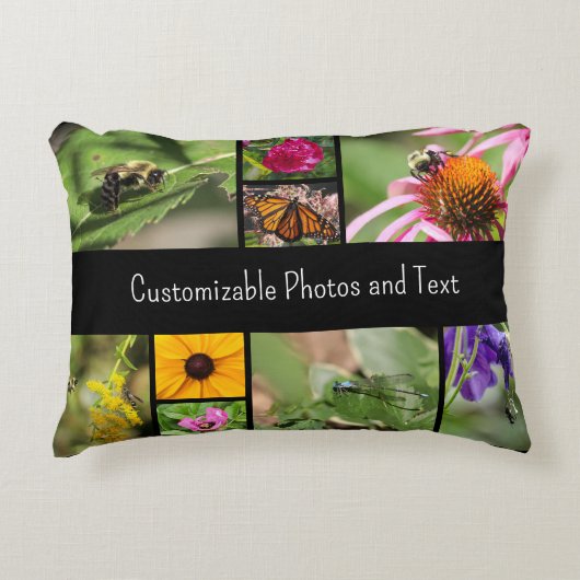 母の日あなた自身の写真コラージュ黒を作成 アクセントクッション (正面)