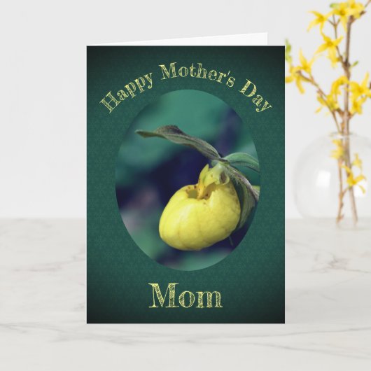 母の日ありがとう母イエローレディースリッパ カード (黄色い花)