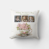 母の日おばあちゃんティーカップ花 クッション (正面)