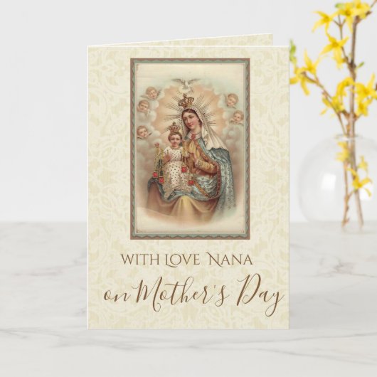 母の日おばあちゃんナナヴァージンメリーイエス カード (黄色い花)