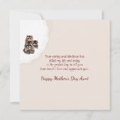 母の日おばさん可愛いアライグマ家族の動物 カード (裏面)