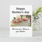 母の日おめでとうございます | ピンクの花のホリデーカード 招待状 (スタンド正面)