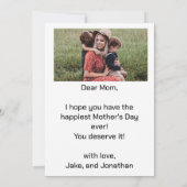 母の日おめでとうございます | ピンクの花のホリデーカード 招待状 (裏面)