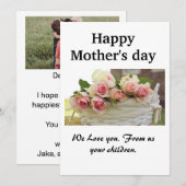 母の日おめでとうございます | ピンクの花のホリデーカード 招待状 (正面/裏面)