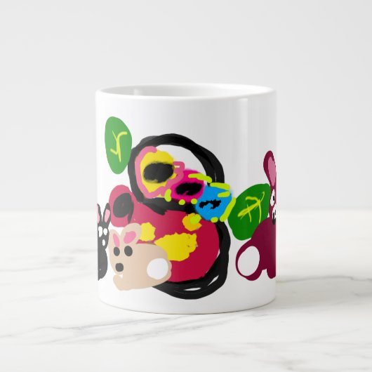母の日おめでとう うさぎたちとウサギ ジャンボコーヒーマグカップ (正面)