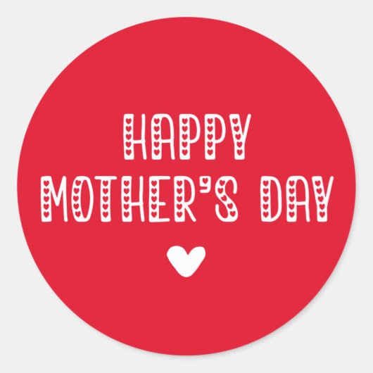 母の日おめでとう！ |かわいいタイポグラフィのお母さんの日 ラウンドシール (正面)