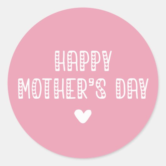 母の日おめでとう！ |かわいいタイポグラフィのお母さんの日 ラウンドシール (正面)