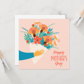 母の日おめでとう // かわいい花柄のブランク カード (正面/裏面インサイチュ)