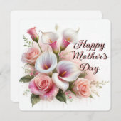 母の日おめでとう カラーリリーとローズ シーズンカード (正面/裏面)