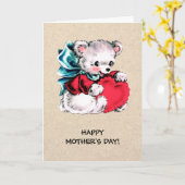 母の日おめでとう。スイートテディベア カード (黄色い花)