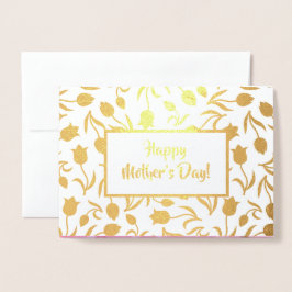 母の日おめでとう。チューリップ絵画ズラグジュアリー 箔カード