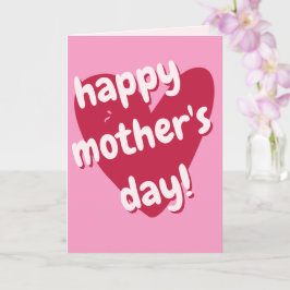 母の日おめでとう！ビッグピンクハート カード