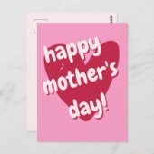 母の日おめでとう!ビッグピンクハート ポストカード (正面/裏面)