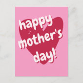 母の日おめでとう!ビッグピンクハート ポストカード (正面)