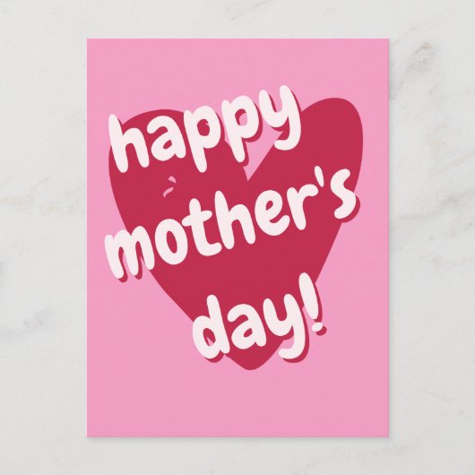 母の日おめでとう!ビッグピンクハート ポストカード (正面)