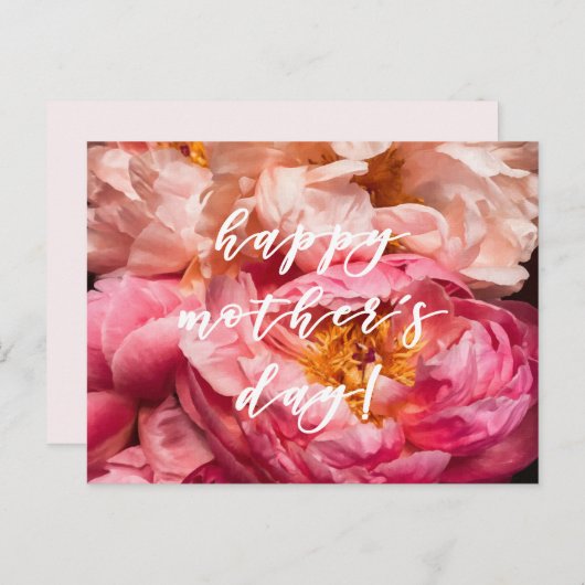 母の日おめでとう!ピンクエレガント牡丹はがき ポストカード (正面/裏面)