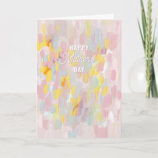 母の日おめでとう。ピンクモダンの色彩の鮮やか抽象芸術 カード (正面)