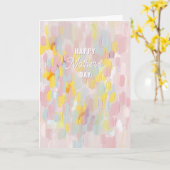 母の日おめでとう。ピンクモダンの色彩の鮮やか抽象芸術 カード (黄色い花)