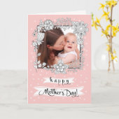 母の日おめでとう。フローラフレームカスタムフォトカード カード (黄色い花)