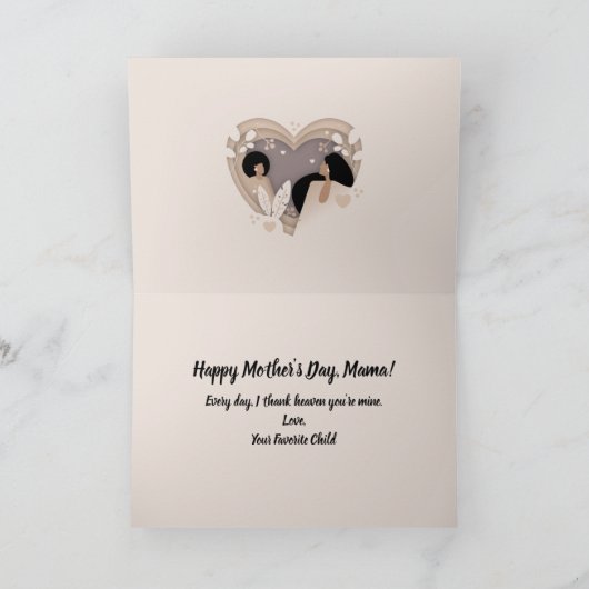 母の日おめでとう！ブラックウィメンズハート切り出し カード (内部)