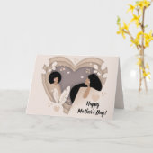 母の日おめでとう！ブラックウィメンズハート切り出し カード (黄色い花)