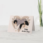 母の日おめでとう！ブラックウィメンズハート切り出し カード (正面)