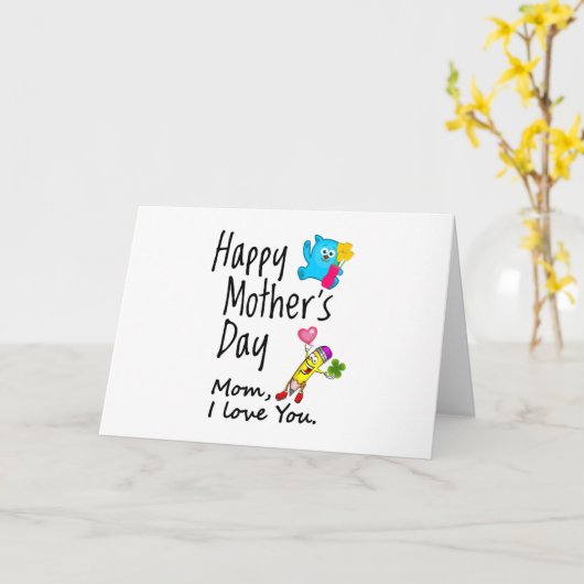 母の日おめでとう。ママ愛してる。 カード (黄色い花)