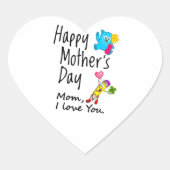 母の日おめでとう。ママ愛してる。 ハートシール (正面)