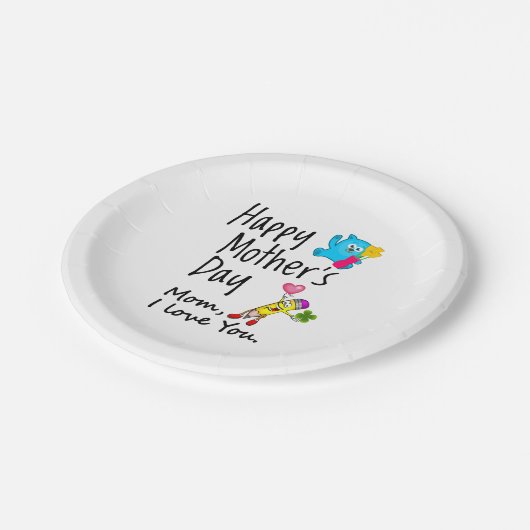 母の日おめでとう。ママ愛してる。 ペーパープレート (アングル)