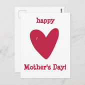 母の日おめでとう!!ラズベリーピンクハート ポストカード (正面/裏面)