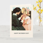 母の日おめでとう。ヴィンテージと娘 カード (黄色い花)