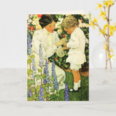 母の日おめでとう。ヴィンテージアーカスタムト カード (黄色い花)