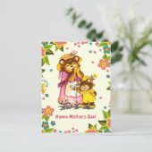 母の日おめでとう。ヴィンテージベアファミリー ポストカード (スタンド正面)