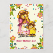 母の日おめでとう。ヴィンテージベアファミリー ポストカード (正面)