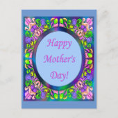 母の日おめでとう！明るいカラフル枠ギフト ポストカード (正面)