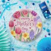 母の日おめでとう 春の花 ペーパープレート (パーティー)