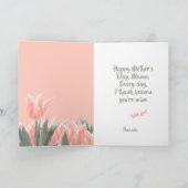 母の日おめでとう！桃スタイリッシュチューリップ花 招待状 (内部)