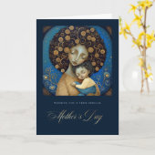 母の日おめでとう。母と子絵画の カード (黄色い花)