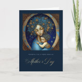 母の日おめでとう。母と子絵画の カード (正面)