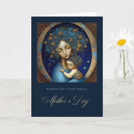 母の日おめでとう。母と子絵画の カード