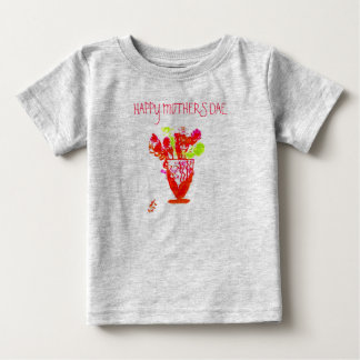 母の日おめでとう/花の花瓶Tシャツ ベビーTシャツ