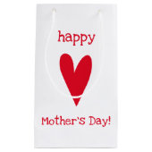 母の日おめでとう!!赤いハート スモールペーパーバッグ (正面)