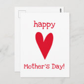 母の日おめでとう!赤いハート ポストカード (正面/裏面)